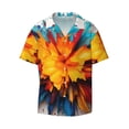 thumbnail image 3 of Goofa Colorful Paint Print Printed Men's Casual Short-sleeved Shirt,Lightweight Breathable Button-down,Summer Casual men's top,Versatile Fashion shirt-Large, 3 of 7