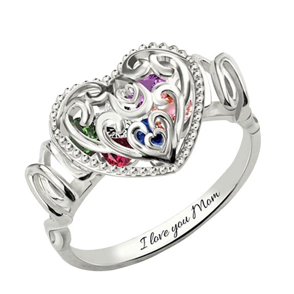 foraging Dimple Zircon Shape Hollow Pattern Ring in 925 Sterling Silver