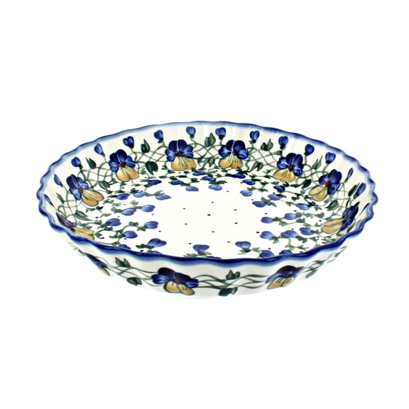 Blue Rose Polish Pottery Pansies Pie Plate