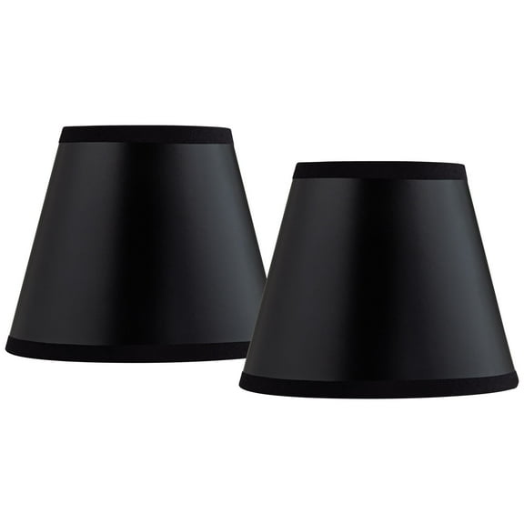 Set of 2 Empire Lamp Shades Black Paper Small 3" Top x 5" Bottom x 4" High Candelabra Clip-On Fitting