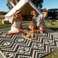 thumbnail image 6 of Kzaei Waterproof Outdoor Rug, 5'x8' Reversible Plastic Camping Area Rugs, Black & Brown, 6 of 8