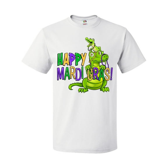 Inktastic Happy Mardi Gras Big and Little Alligators with Beads T-Shirt