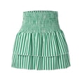 thumbnail image 6 of Bibifish Womens Skirts Striped Printed Ruffled Tiered Skirts Elastic High Waist Lightweight Lovely Retro Style Mini Skirts, 6 of 7