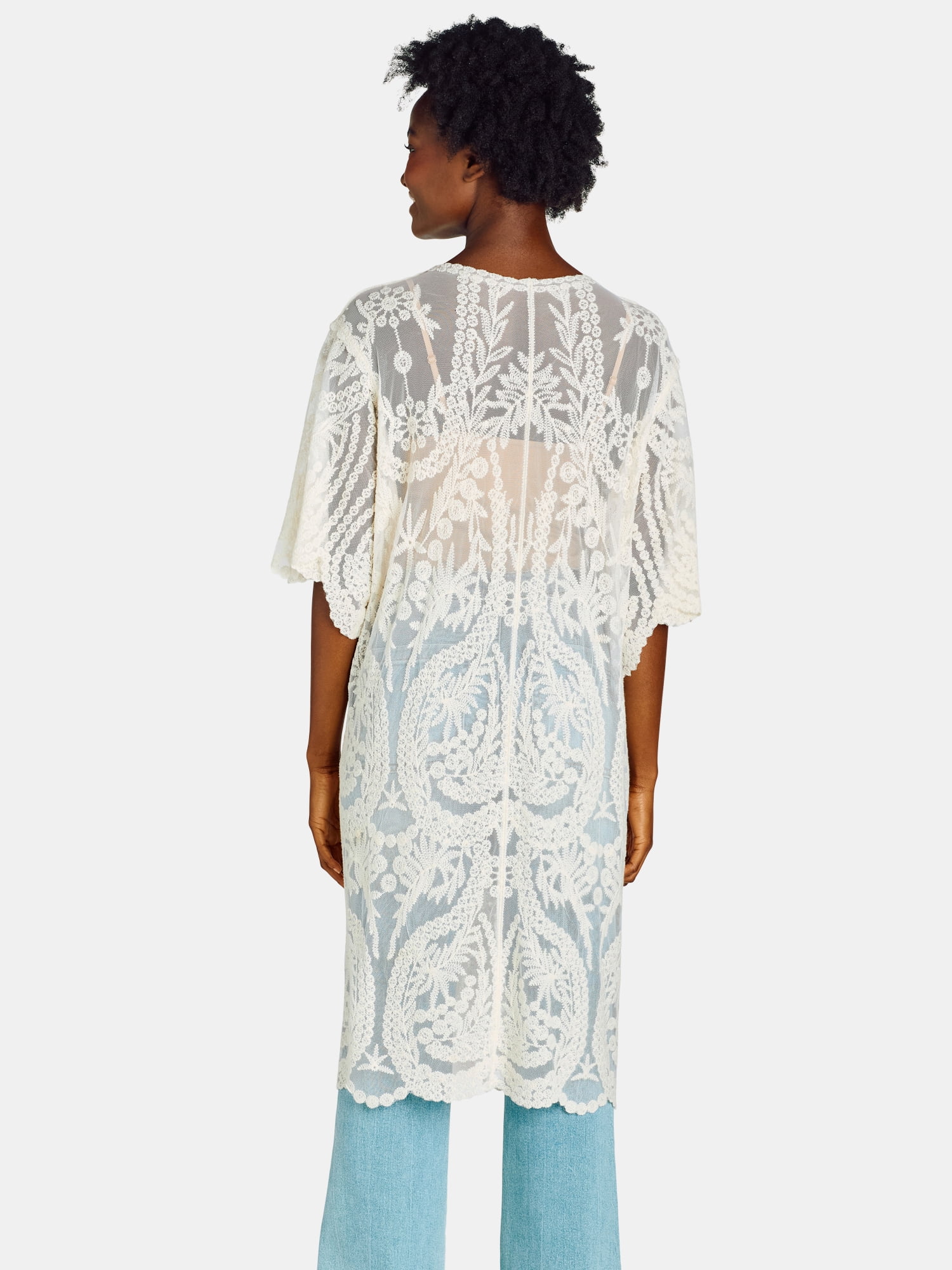 Time and Tru Women’s Open Front Lace Coverup, Sizes S-XXL