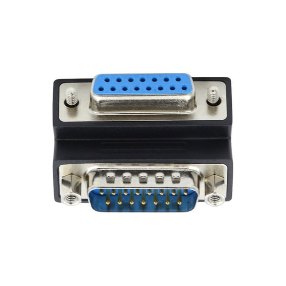 CY DSUB RS232 D-subminiature 15pin Male Nut to Female Screw Extension Adapter DB Connector Up 90 Degree Angled