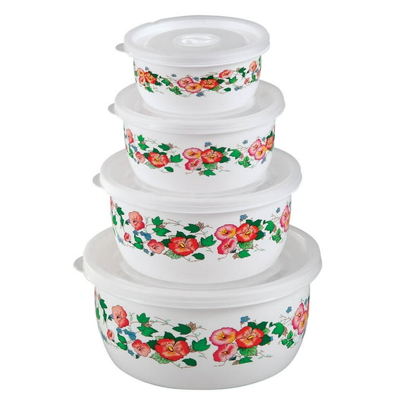 Set of 4 Nested Food Storage Set with Lids, Multi Color Floral