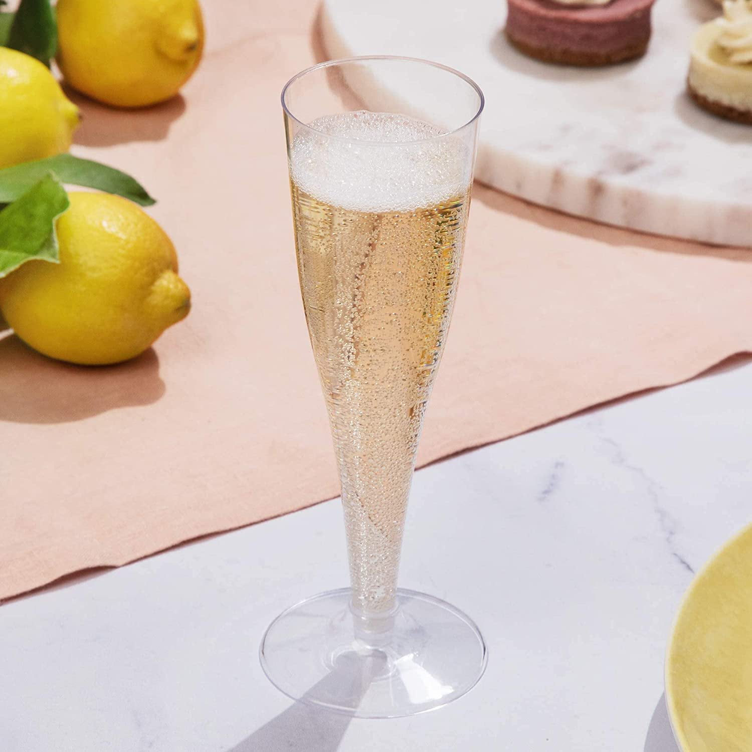 100 PC Bulk Clear Plastic Champagne Flutes 9 4 oz