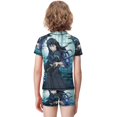 thumbnail image 3 of Demon Slayer Muichiro Tokito Boys 2-Piece Swimsuit Set, Short Sleeve Rash Guard & Swim Trunks, 3 of 7