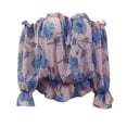 thumbnail image 5 of Lolmot Womens Off Shoulder Chiffon Blouse Sexy 3/4 Sleeve Shirts Loose Fit Tunics Blouses Casual Boho Floral Print Drawstring Shirts Tops, 5 of 5