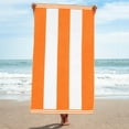 thumbnail image 3 of Superior Cabana Striped 1-Piece Oversized Cotton Beach Towel, Orange, 3 of 10