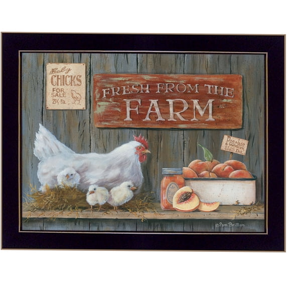 JERFIT Modern Farmhouse Framed Print Wall Art, "Fresh from the Farm" by Pam Britton, Multicolor Ready to Hang Picture for Living Room, Bedroom, Kitchen Decor