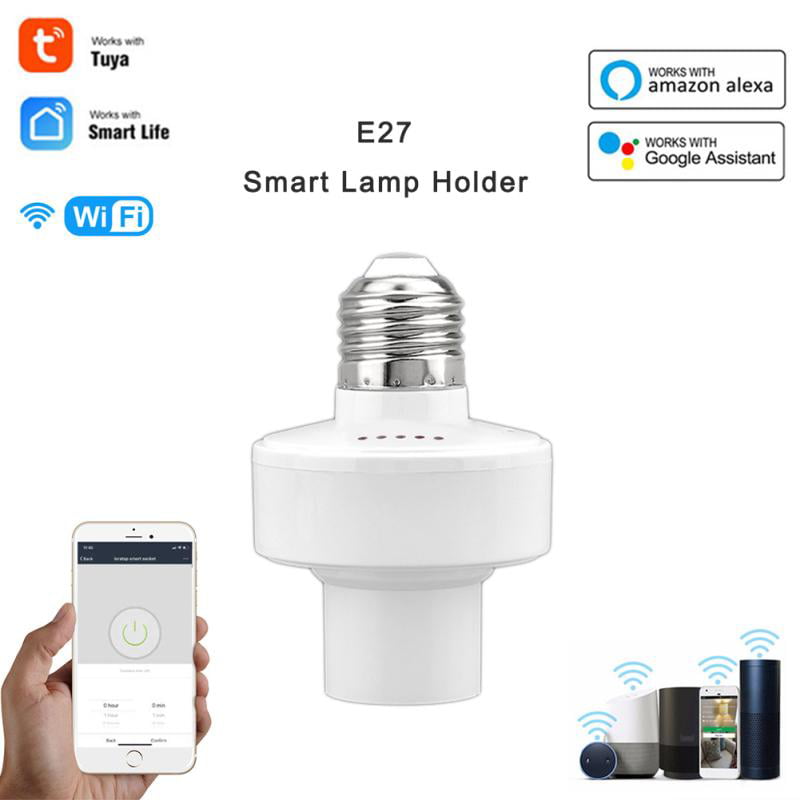 Tuya WiFi Smart Bulbs Adapter E27 LED Lamp Holder Base AC85-250V Smart Life App Voice Control For Alexa Home Alice -