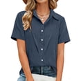 thumbnail image 4 of Perfectbot Women's Button Down Shirts - Short Sleeve Loose Fit Blouse for Casual & Work, Sizes S-5XL, 4 of 7