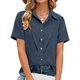 thumbnail image 4 of Camisas de Manga Larga para las Mujeres Suelto Ajuste Solapa Botón de Manga Corta Blusa de Túnica, Suaves Camisas de Manga Larga para las Mujeres Bajo Scrubs Desgaste de Verano Casual, 4 of 7