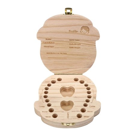 Wooden Matches For Sale Wooden Kids Baby Tooth Box Milk Teeth Lanugo Umbilical Cord Wood Storage Box for Boy and Girl ()