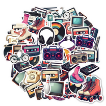 Retro Recording Stationery Stickers Animated DIY Stickers Electronic Teacher Reward Kids Stickers for Luggage Laptop Phone