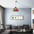 thumbnail image 4 of FSLiving Adjustable Pulley Pendant Light with 15 Feet In-Line Dimmer Switch Plug-in Cord,Colorful Handmade Glass Shade Antique Chandelier for Restaurant Bedroom Study Bar,Bulb Not Included - 1 Light, 4 of 7