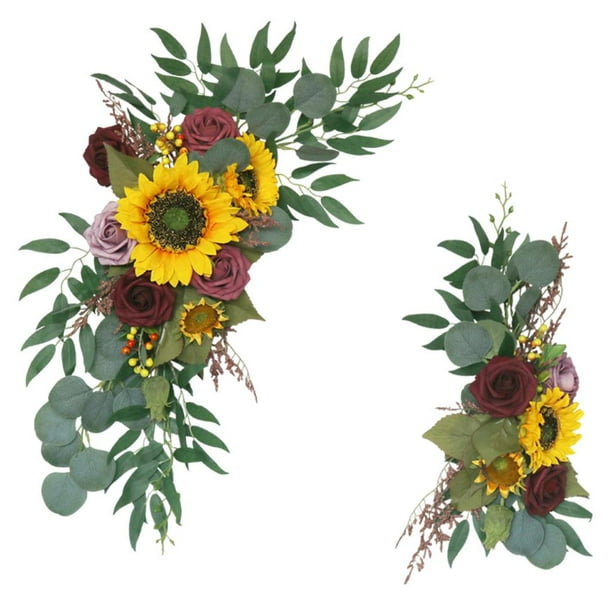 Kit artificiales para , decoración de girasoles, rústica de 2 piezas para , jardín, , puerta,