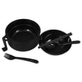thumbnail image 3 of Plastic Mixing Salad Pasta Fruit Bowls Designed For Dorm Room Essentials In Black Color Aligning With Ramen Cooking Function 1 Set, 3 of 5