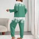 thumbnail image 4 of Conjunto de pantalones y blusa de poliéster para mujer, de manga larga, con estampado de moda, informal, para estar en casa, talla grande, 4 of 4
