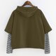 thumbnail image 4 of Gibobby Sudadera cómoda para mujer Sudadera de patchwork para mujer, informal, con cordón grueso, con capucha, blusa, top （Verdinegro， XL), 4 of 4