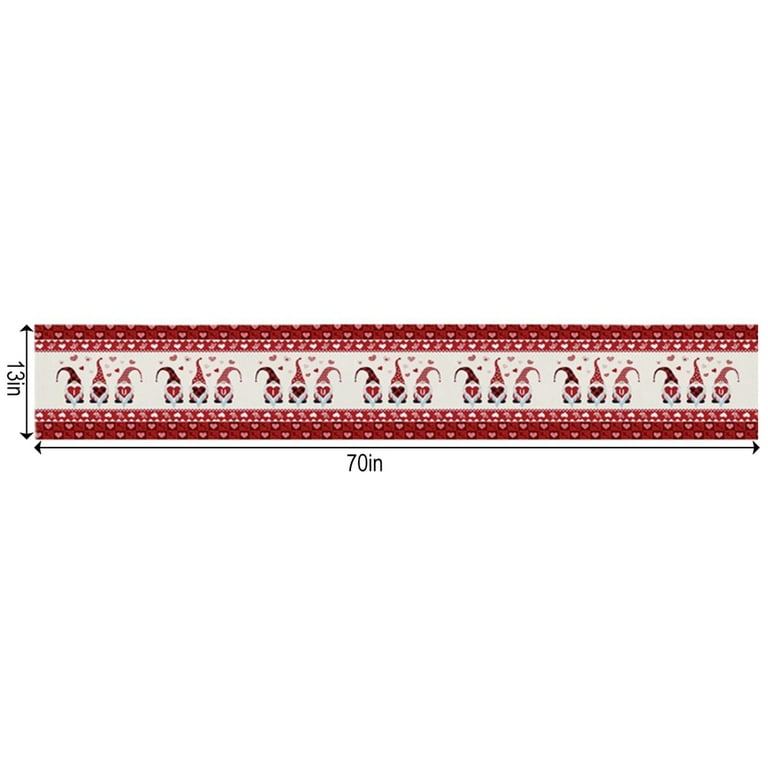  Valentine's Day Gnome Table Runner 13 x 108 inch Happy  Valentines Day Cute Gnome Heart Red Plaid Linen Table Runner Non-Slip  Dresser Scarves for Valentine Table Decorations Anniversary Wedding Party 