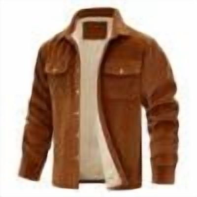 AnuYalue Men's Big and Tall Jackets Fleece Lined Lapel Jacket Loose Fit Outdoor Warm Coat Button Down Long Sleeve Outerwear