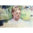 thumbnail image 2 of Cassatt, Mary 32x23 White Modern Wood Framed Museum Art Print Titled - Little Girls Head - Green Background, 2 of 4