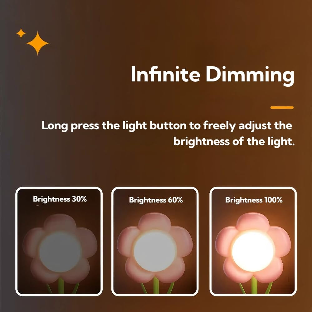 Birthday Gifts for Women,Sunflower Flower Lamp Rechargeable Cordless Led Reading Light,3-Colour Infinitely Dimming Small Night Light for Festival Gifts for Mom Girlfriend Grandma (Yellow)