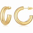 thumbnail image 1 of Chenchen Chunky Hoop Earrings for Women 14K Gold Plated, 925 Sterling Silver Post Hoops for Women, 1 of 1