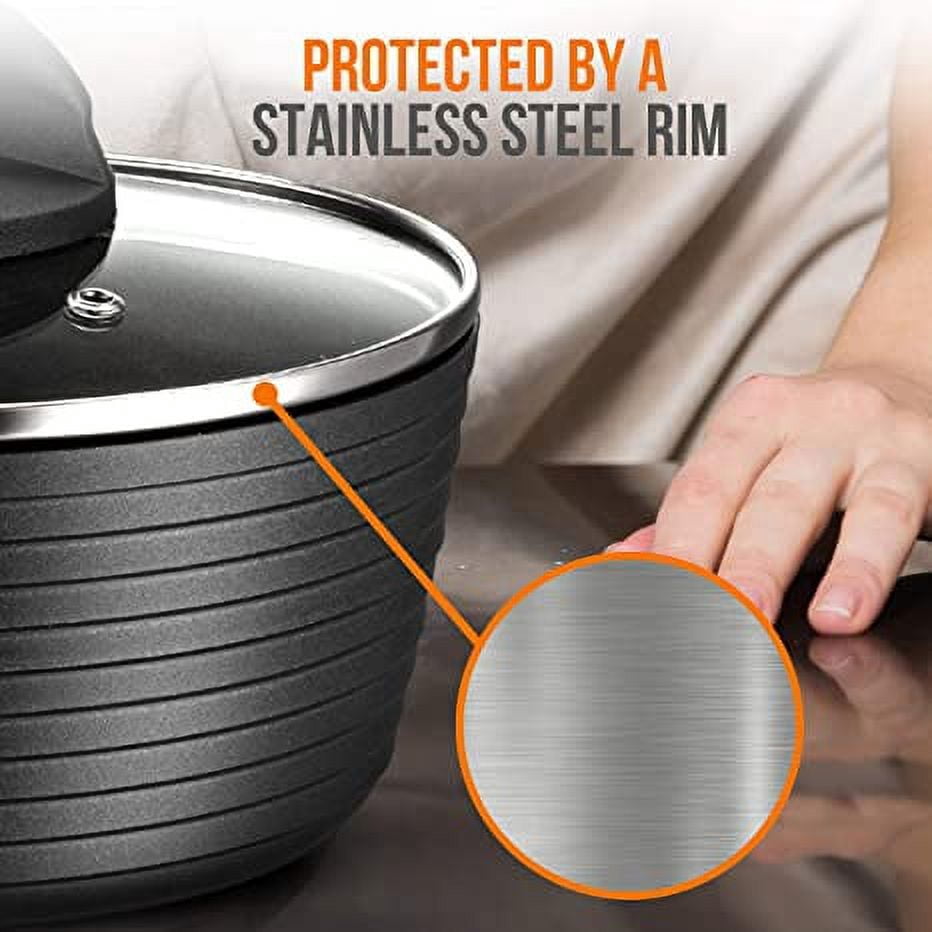 NutriChef Cooking Pot Lid - See-Through Tempered Glass Lids (Works with Model: NCCW12S)
