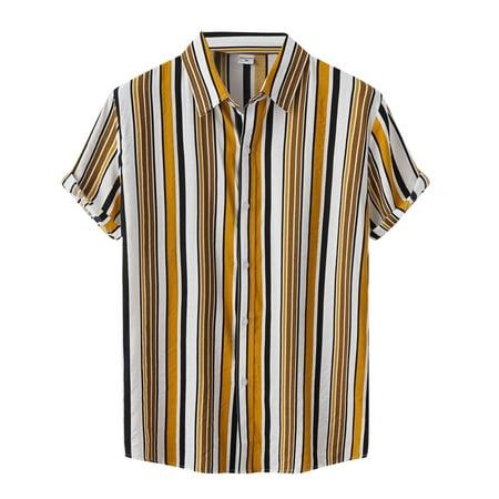 

HSMQHJWE White Shirts For Men Thick T Shirt Men S Casual Shirt Stripe Printed Shirt Short Sleeve Single Turn-Down Collar Shirt Soft Fashion Top Long Sleeve Maternity Shirt