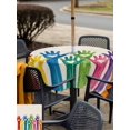 thumbnail image 5 of Outdoor Tablecloth with Umbrella Hole for Patio/Picnic/Party/Camping, Colorful Hands Print Waterproof Table Cloth Square Cover Washable, Cartoon Cute Funny Love Heart Beige (54"x 54"), 5 of 8