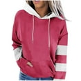 thumbnail image 2 of gbyLJF Women's Long Sleeve Hoodie Autumn and Winter Fashion Color-blocked Sweatshirt Casual Loose Round Neck Drawstring Pullover, 2 of 5