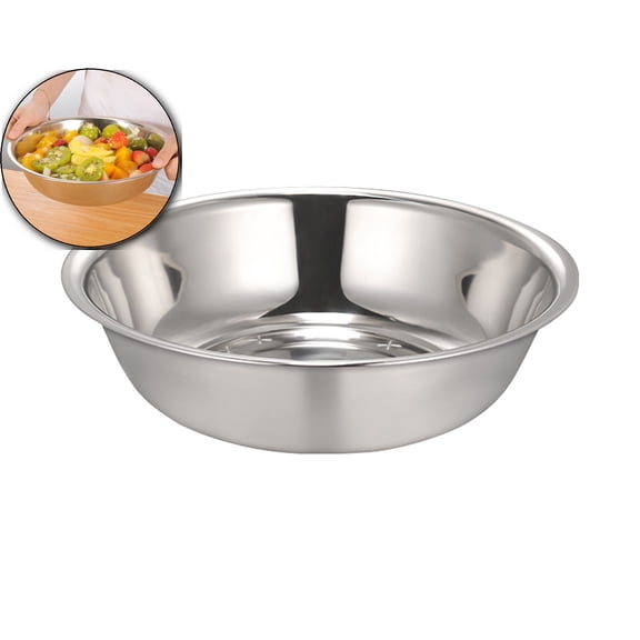 Large Capacity Stainless Steel Mixing Bowl for Dough Kneading and Food Prep, Flat Bottom, Silver, 12.2x12.2in