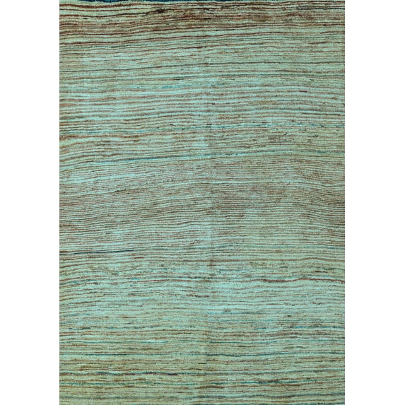 Ahgly Company Indoor Rectangle Abstract Light Blue Modern Area Rugs, 7' x 10'