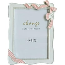 4X6in Modern Minimalist Picture Frames, Luxury Unique Ornate, Picture Frame for Love Letters, Red Bow Photo Frame of HD Glass for Tabletop/Wall Display ,Perfect Gift Choice