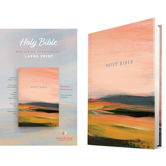 NLT Large Print Slimline Reference Bible (Hardcover, Pink Landscape, Red Letter), (Hardcover)