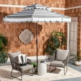 thumbnail image 2 of Safavieh Vienna 9' Market Crank Double Top Patio Umbrella, Grey/White, 2 of 6