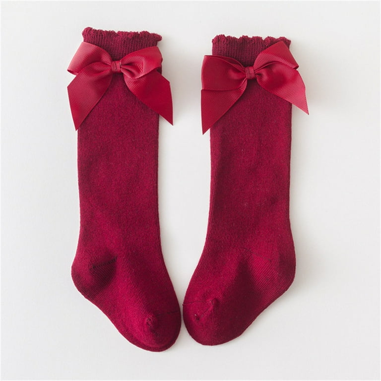 Burgundy knee top high socks toddler