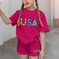 thumbnail image 4 of ITSAME Girls 4th of July Outfits 2-Piece, Crewneck T-Shirts and Shorts USA Print Summer Casual Clothes Set Hot Pink Size 10, 4 of 6