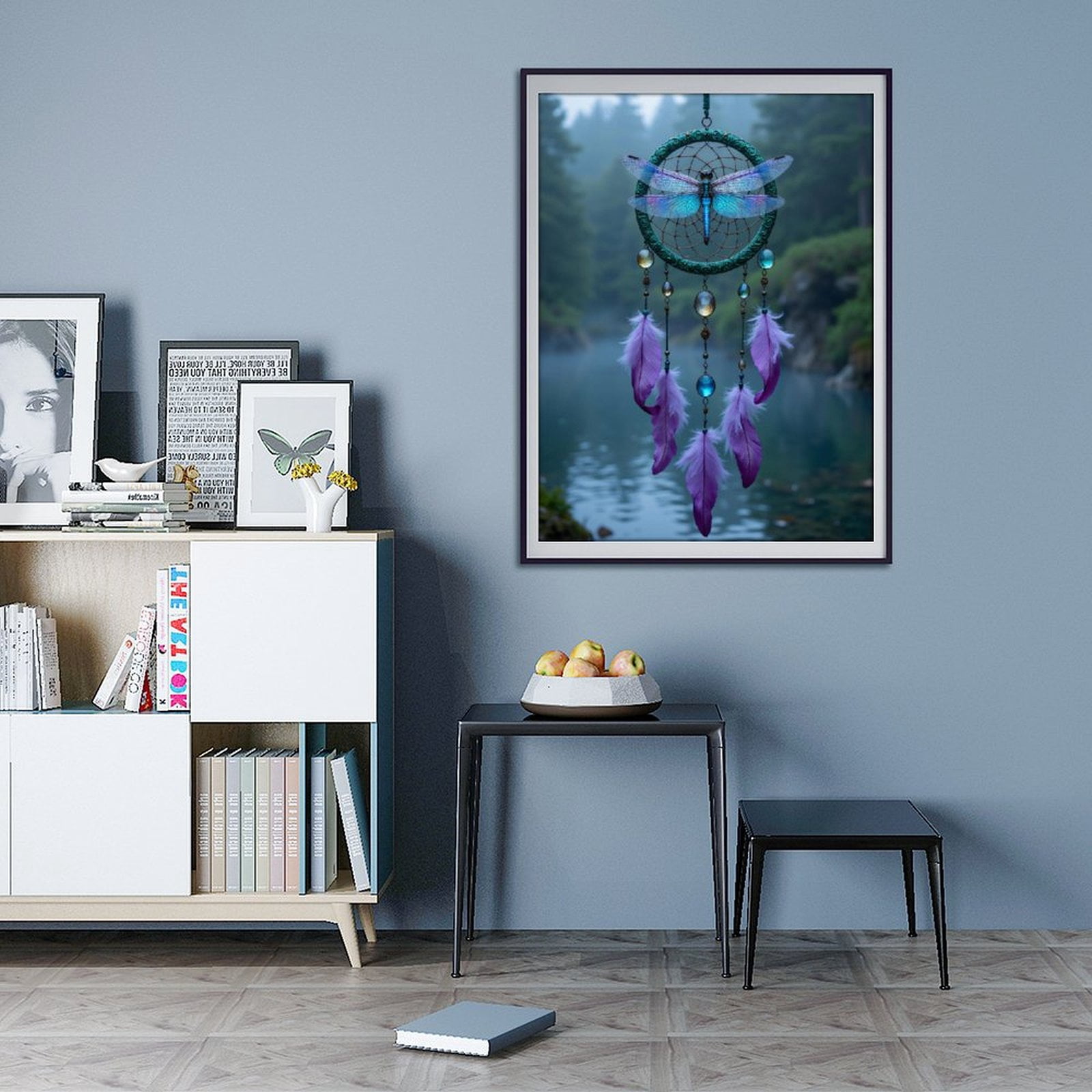 Diamond Art Kit for Adults, Dragonfly Dreamcatcher Purple Serenity Diamond Painting for Adults Beginners, 5D DIY Diamond Art Painting Kits, Colorful Diamond Painting Craft for Home Decor 12x16