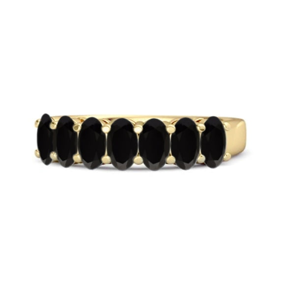 Seven Stone 1.75 Cts Black Spinel Half Eternity 925 Sterling Silver Gold Vermeil Women Valentines Day Gifts Ring