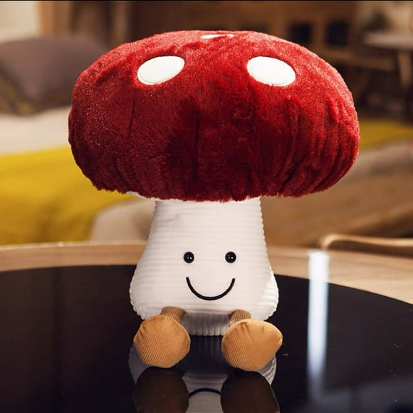 Mushroom Plush 8 Inch, Cute Stuffed Funny Mushroom Plush Pillow for Kids or Home Decorations Plush Toys (Red Mushroom, Small)