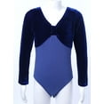 thumbnail image 2 of Doomiva Kids Girls One-piece Long Sleeve Ballet Gymnastics Dancing Leotard Athletics Unitard Bodysuit Royal Blue 120, 2 of 7