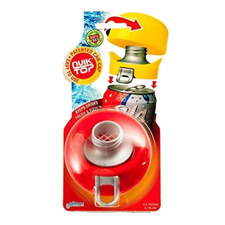 

Compac Quik Top Soda Lid Cover Can Cap Locks in Carbonation Multi-Function Cap-Coaster-Cup Red 1 Count