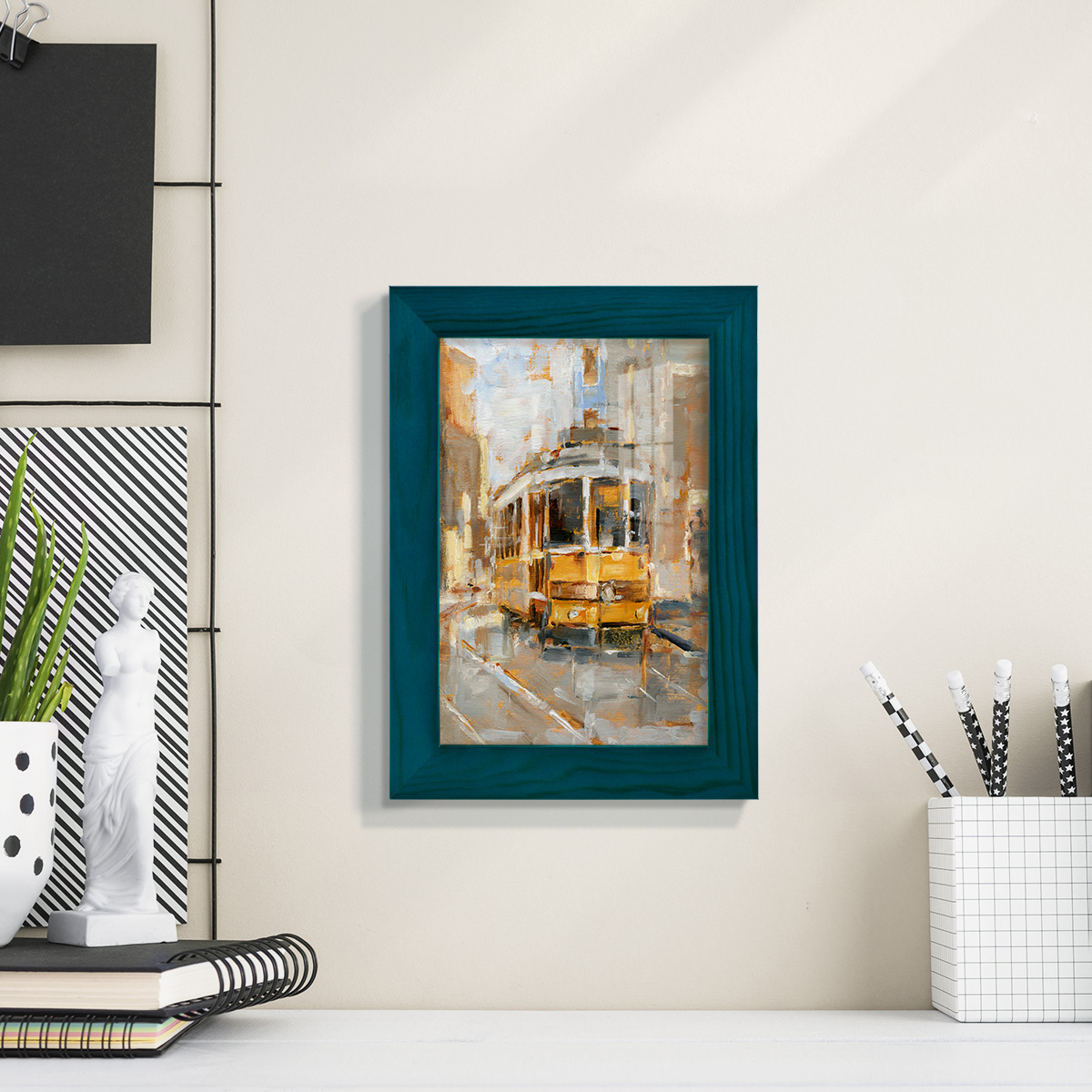Day Trolley II - Framed Print w/glass - Ocean Blue