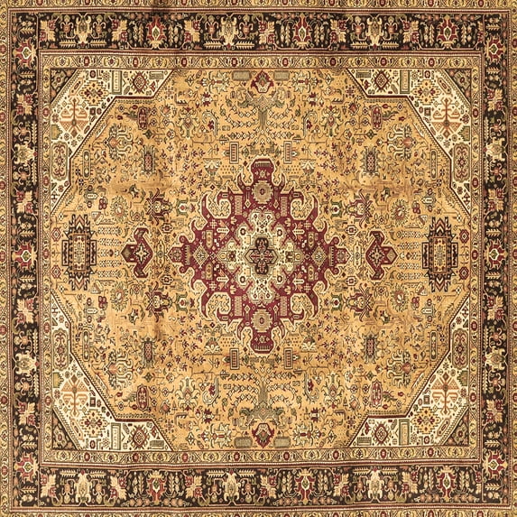 Ahgly Company Indoor Square Medallion Brown Traditional Area Rugs, 7' Square
