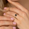 thumbnail image 4 of Gem Stone King 1.03 Ct Cushion Checkerboard Black Onyx E-F Lab Grown Diamond 925 Silver and 10K Yellow Gold Ring, 4 of 5