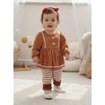 thumbnail image 5 of Spewahor Toddler Baby Girls Christmas Fall Outfit 6 12 18 24 Months 2T 3T 4T Long Sleeve Gingerbread Man T-shirt with Striped Pants Clothing Set Fall Outfit, 5 of 9
